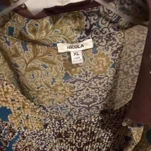 Nicola 2Piece XL sheer brown n teal blouse